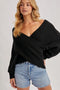 Crossover Ribbed Pullover Sweater