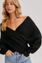 Crossover Ribbed Pullover Sweater