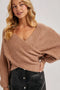 Crossover Ribbed Pullover Sweater