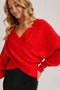 Crossover Ribbed Pullover Sweater