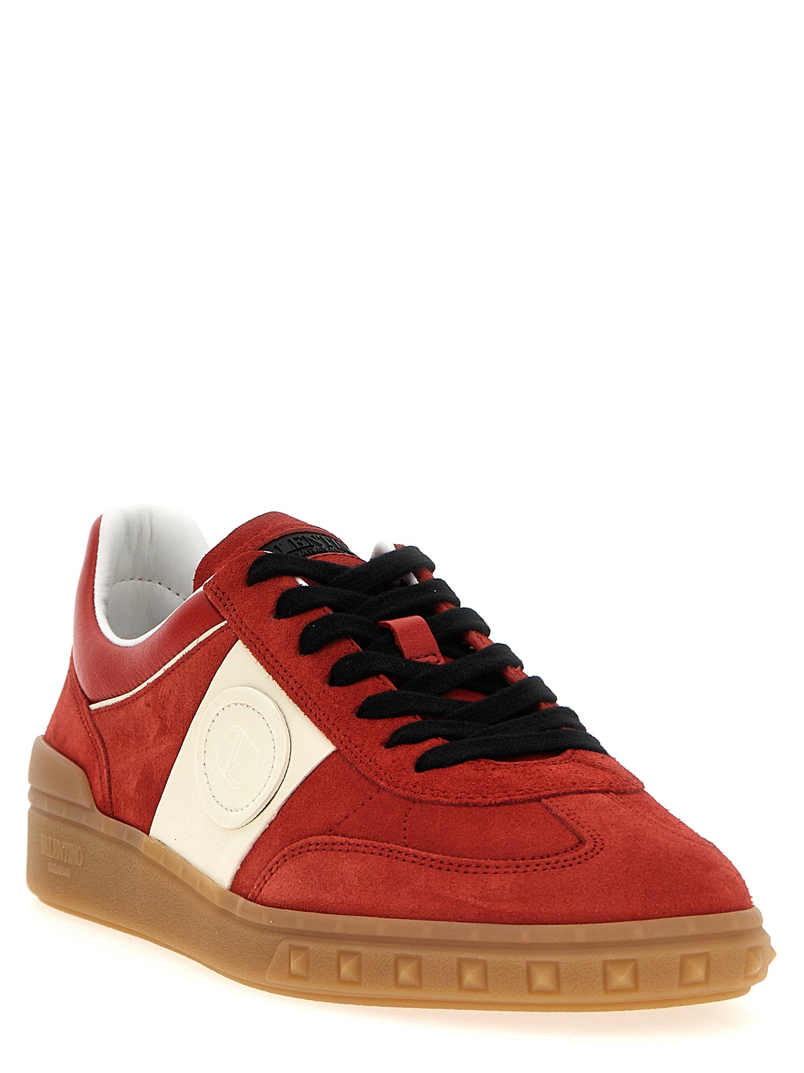 Crust Leather Lace-Up Sneakers Rubber Sole