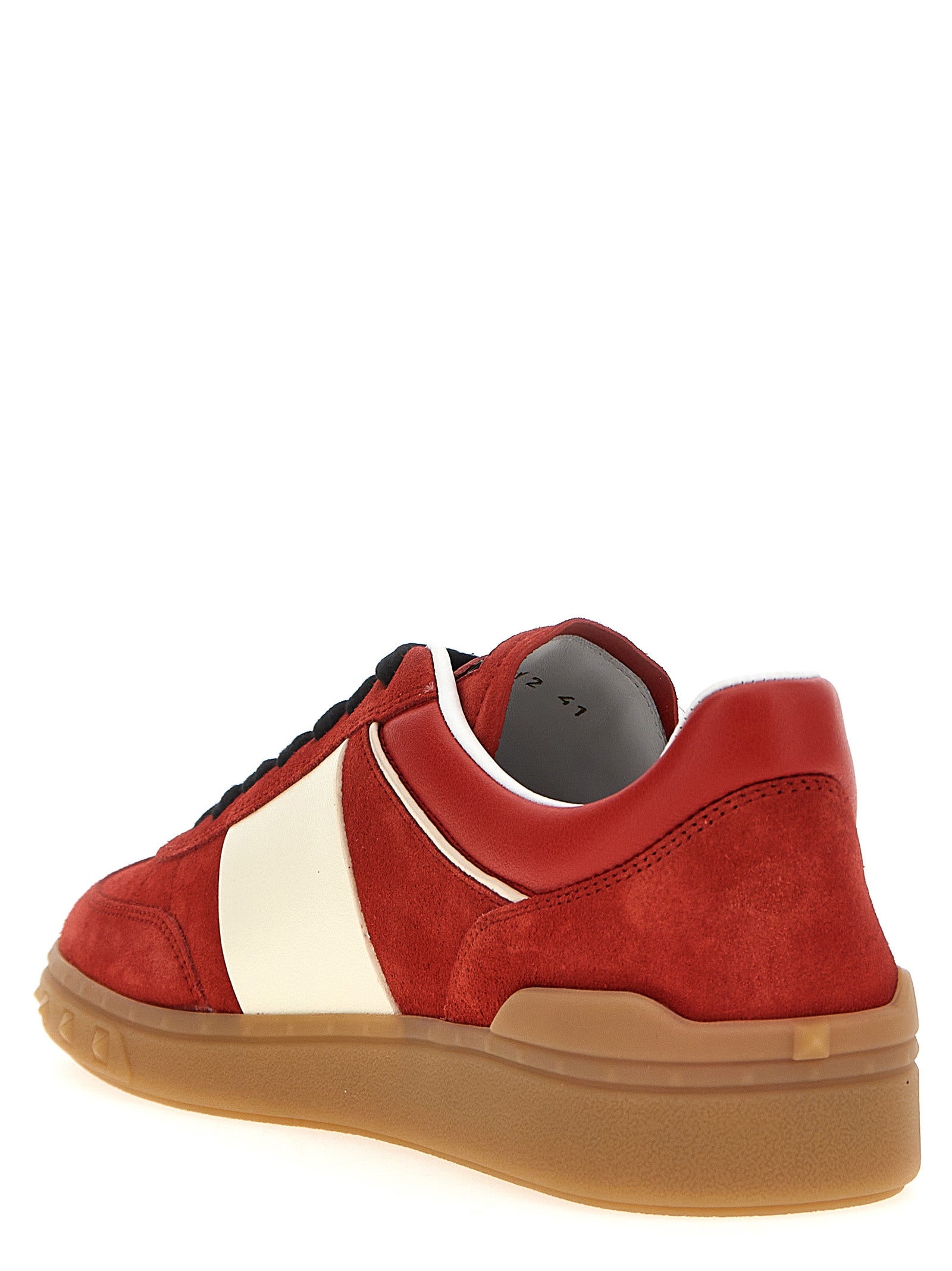 Crust Leather Lace-Up Sneakers Rubber Sole