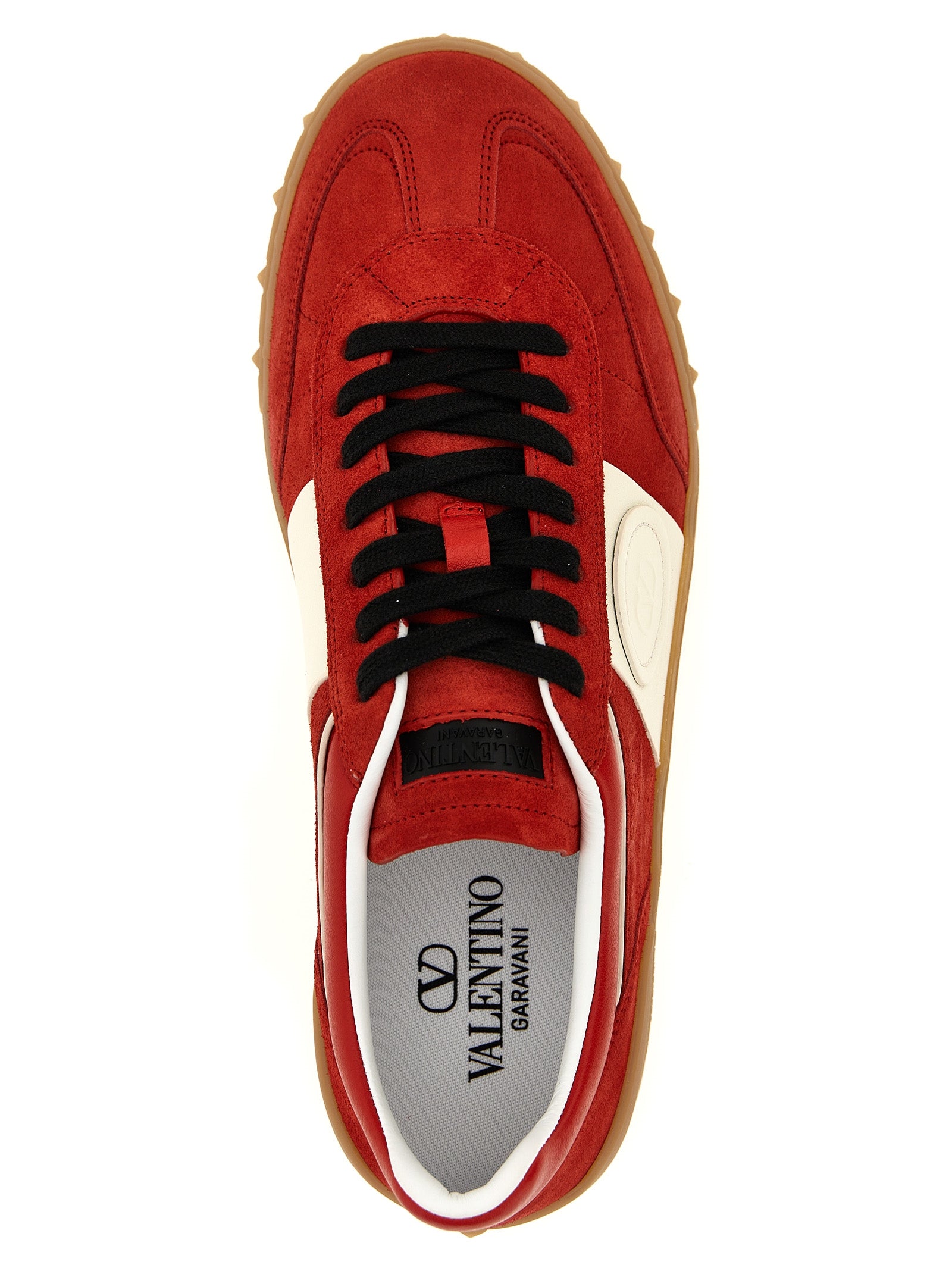 Crust Leather Lace-Up Sneakers Rubber Sole