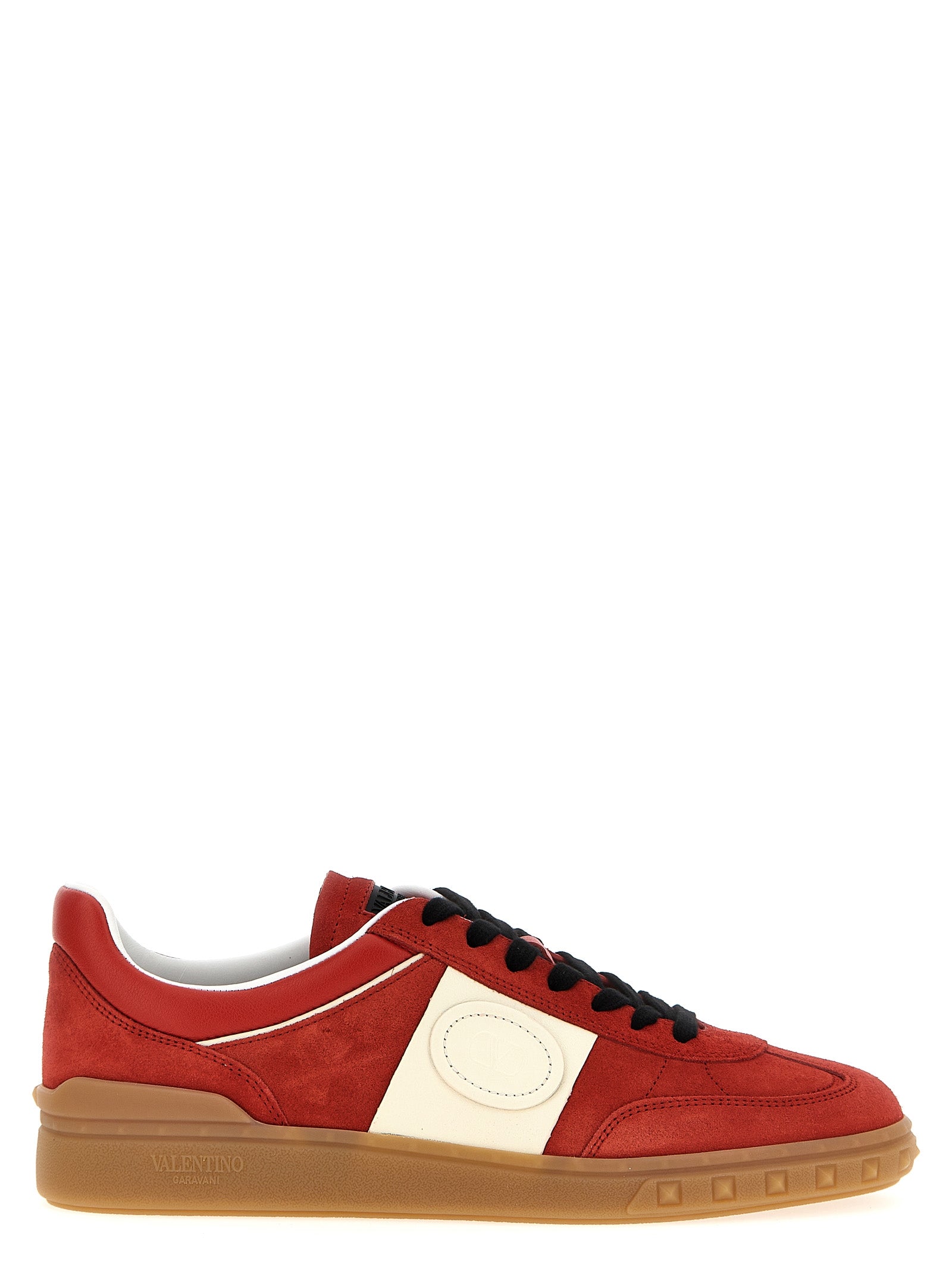 Crust Leather Lace-Up Sneakers Rubber Sole