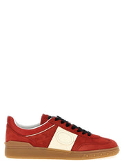 Crust Leather Lace-Up Sneakers Rubber Sole