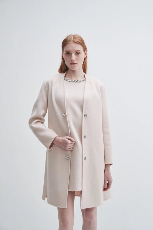 Crystal Button Lady Coat Blush-Coats-Pissenlit-S-Blush-Urbanheer