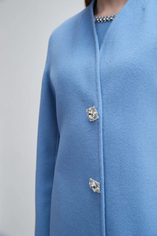 Crystal Button Lady Coat Light Blue-Coats-Pissenlit-S-Light Blue-Urbanheer