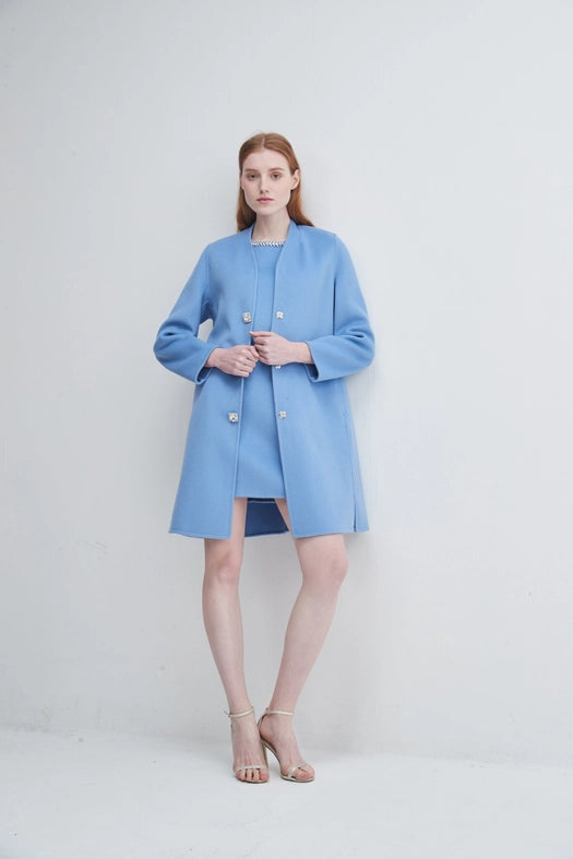 Crystal Button Lady Coat Light Blue-Coats-Pissenlit-S-Light Blue-Urbanheer