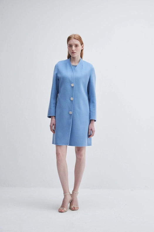 Crystal Button Lady Coat Light Blue-Coats-Pissenlit-S-Light Blue-Urbanheer