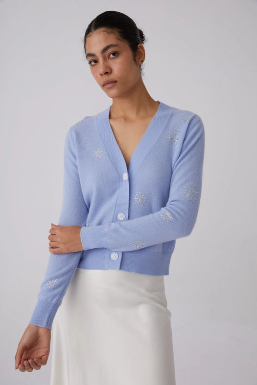 Crystal Embellished Snowflake Cashmere Sweater Light Blue-Sweater-Pissenlit-S-Light Blue-Urbanheer