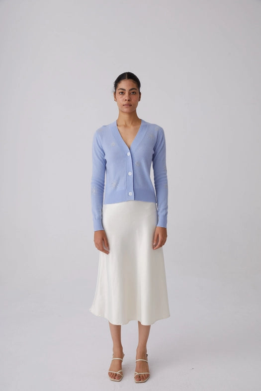 Crystal Embellished Snowflake Cashmere Sweater Light Blue-Sweater-Pissenlit-S-Light Blue-Urbanheer