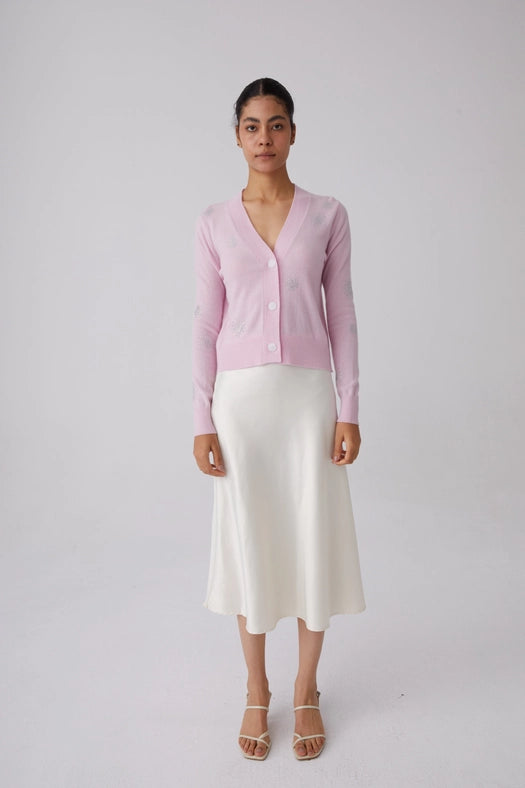 Crystal Embellished Snowflake Cashmere Sweater Pink-Sweater-Pissenlit-S-Pink-Urbanheer