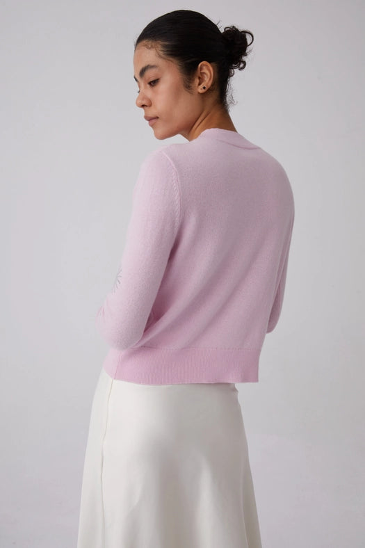 Crystal Embellished Snowflake Cashmere Sweater Pink-Sweater-Pissenlit-S-Pink-Urbanheer
