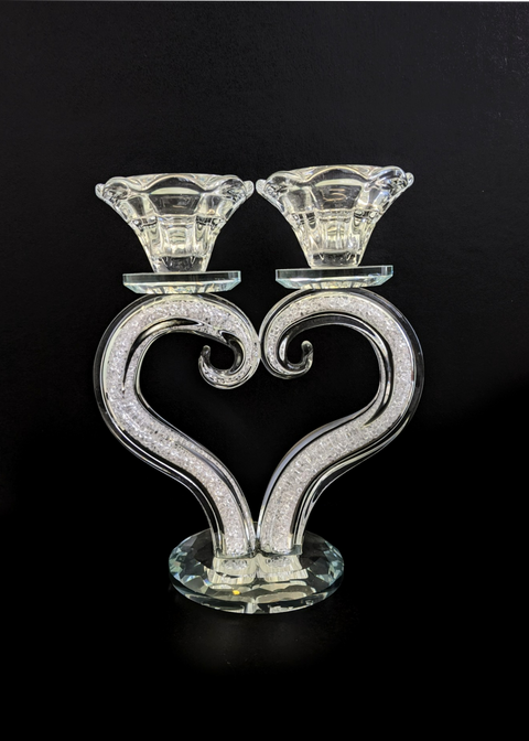 Crystal-Filled Heart Shaped Candle Holder