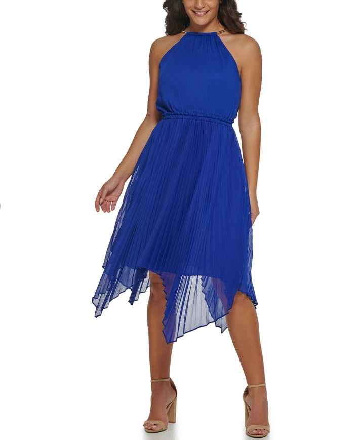 Crystal Pleated Asym Dress-Dress-Kensie Dresses-0-COBALT-Urbanheer