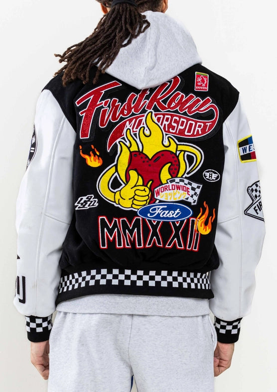 Crystal Sotne Motor Sport Varsity Jacket-Jacket-First Row-M-BLACK-Urbanheer
