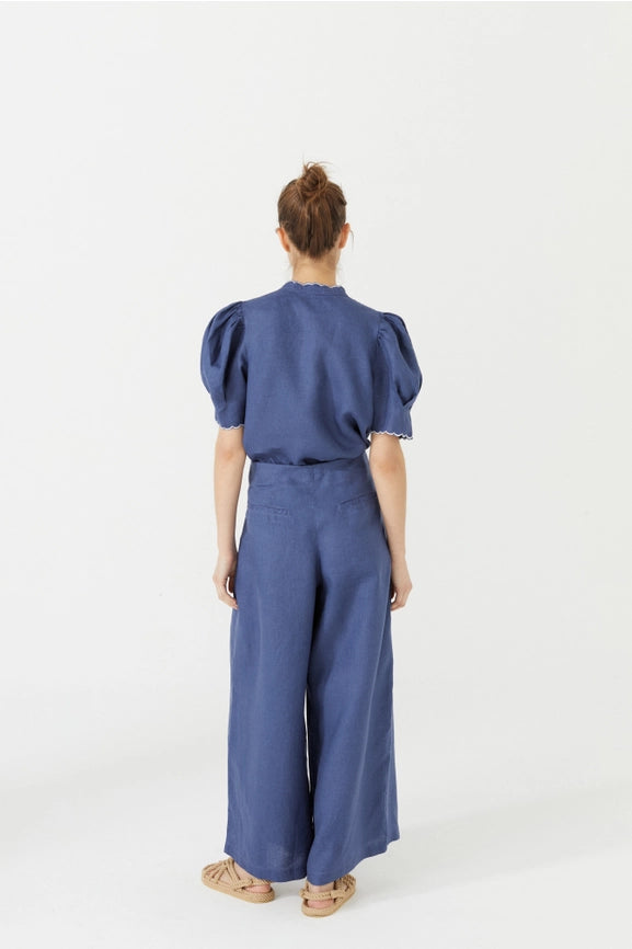 Culotte Linen Pant - Deep Blue-Pant-Lanhtropy-XS-Deep Blue-Urbanheer