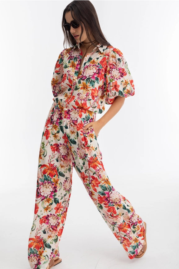 Culotte Linen Pants - Full Bloom Print-Pant-Lanhtropy-XS-Full Bloom-Urbanheer