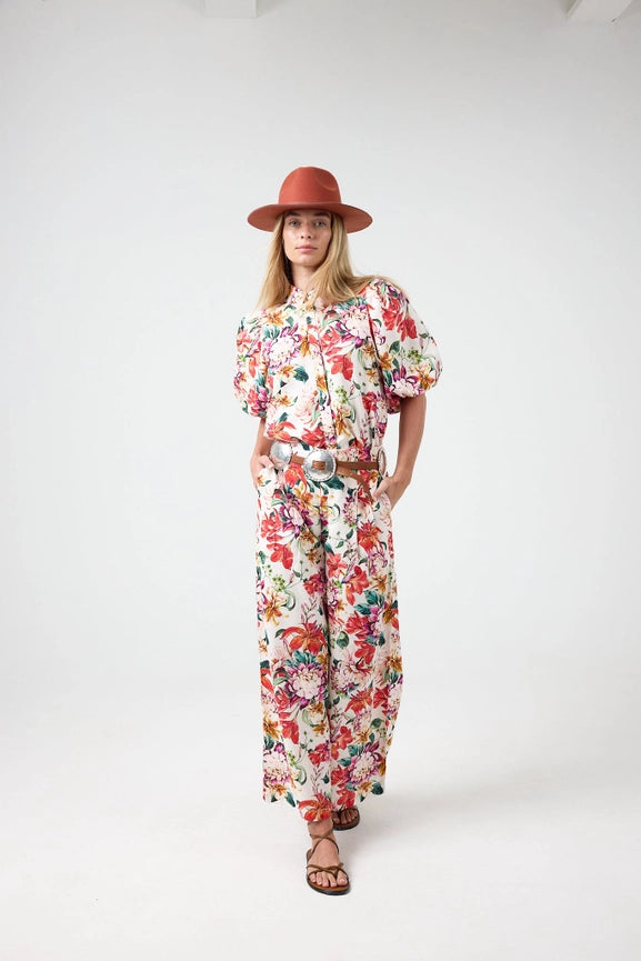 Culotte Linen Pants - Full Bloom Print-Pant-Lanhtropy-XS-Full Bloom-Urbanheer