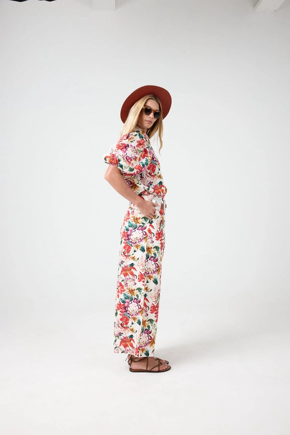 Culotte Linen Pants - Full Bloom Print-Pant-Lanhtropy-XS-Full Bloom-Urbanheer