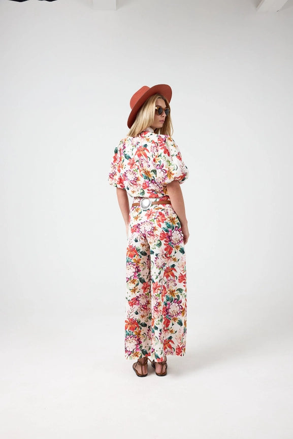 Culotte Linen Pants - Full Bloom Print-Pant-Lanhtropy-XS-Full Bloom-Urbanheer