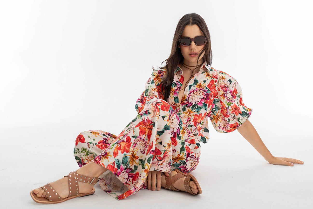 Culotte Linen Pants - Full Bloom Print-Pant-Lanhtropy-XS-Full Bloom-Urbanheer