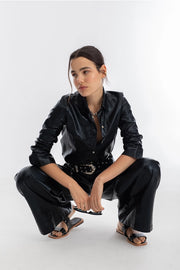 Culotte Metallic Linen Pant - Black-Pant-Lanhtropy-XS-Metallic Black-Urbanheer