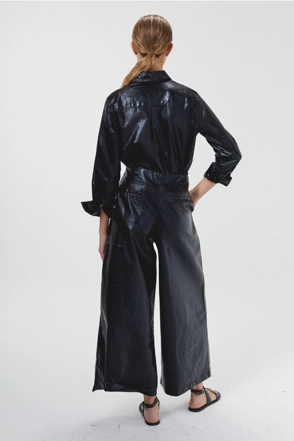 Culotte Metallic Linen Pant - Black-Pants-Lanhtropy-XS-Metallic Black-Urbanheer