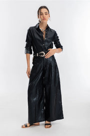 Culotte Metallic Linen Pant - Black-Pants-Lanhtropy-XS-Metallic Black-Urbanheer