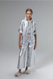Culotte Metallic Linen Pant - New Silver-Pant-Lanhtropy-XS-New Silver-Urbanheer