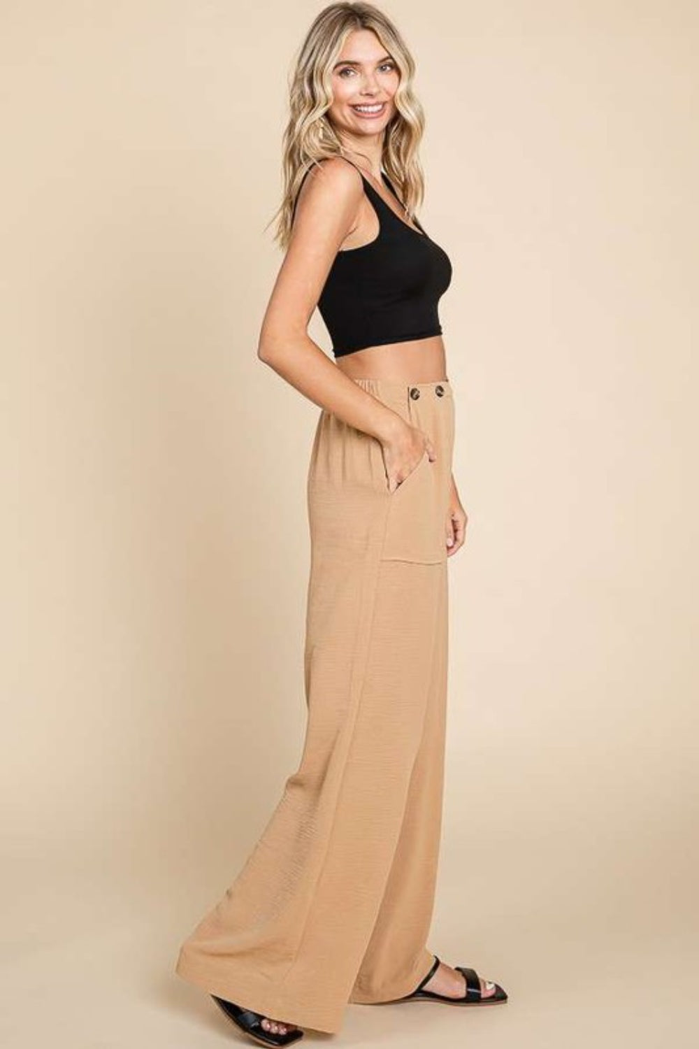 Culture Code Full Size High Waist Wide Leg Cargo Pants-Street 360-Iced Coffee-S-Urbanheer