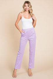 Culture Code Full Size Pin Tuck Detail Slim Pants-Street 360-Lilac-S-Urbanheer