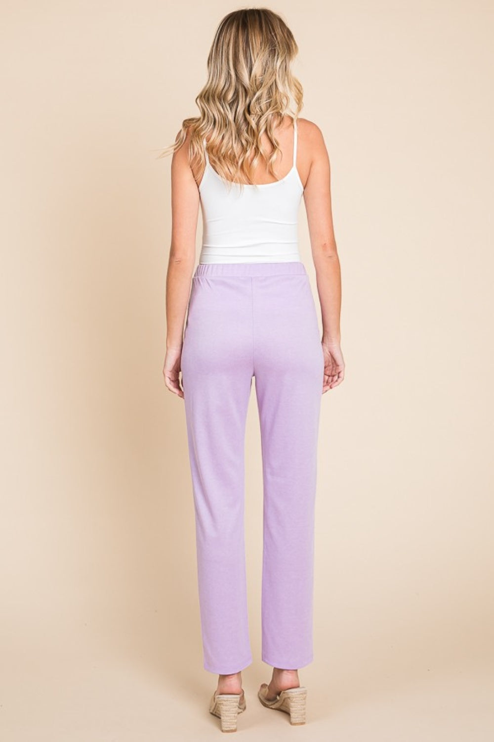 Culture Code Full Size Pin Tuck Detail Slim Pants-Street 360-Lilac-S-Urbanheer
