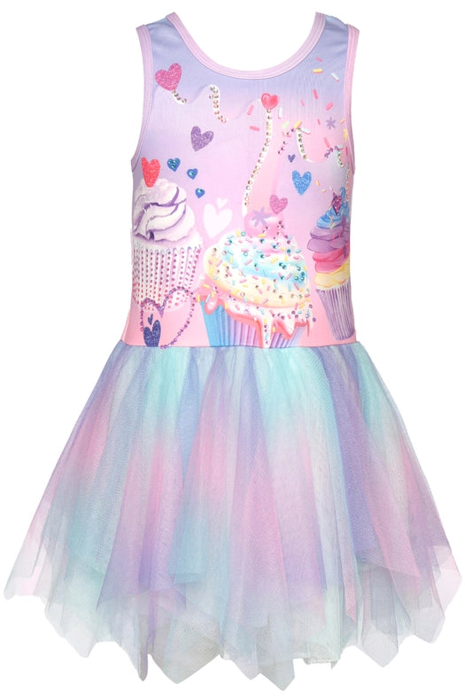 Cupcake Print Hanky Tutu Dress-Dress-Hannah Banana-24M-PINK MULTI-Urbanheer