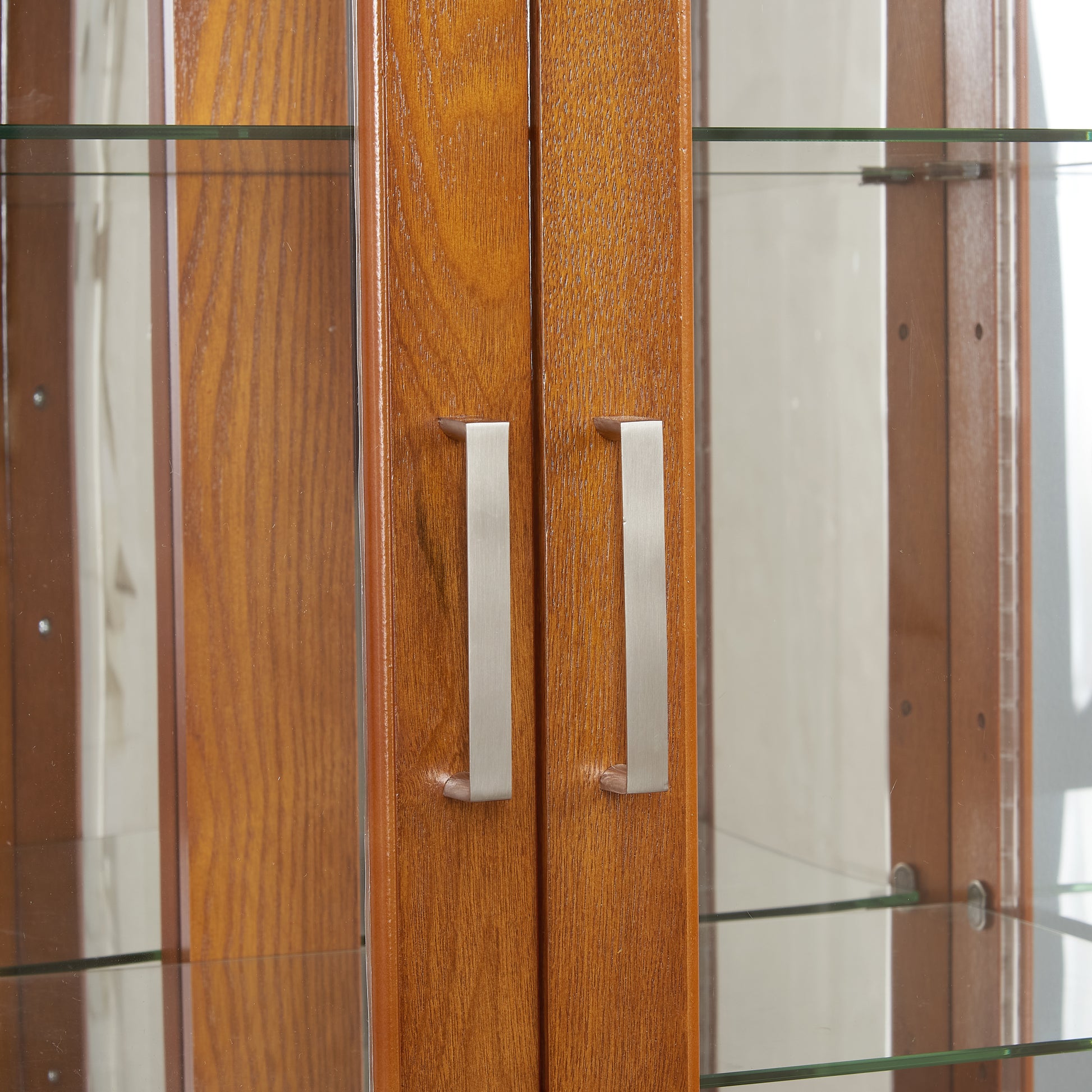 Curio Cabinet Lighted Curio Diapaly Cabinet with Adjustable Shelves and Mirrored Back Panel,-UH Decor-Default-Urbanheer