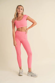 Cut Out Bra and Legging Set Pink-Set-Kimberly C-S-Pink-Urbanheer