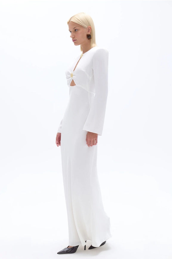 Cut-Out Detailed Maxi Dress-Dress-NOCTURNE-XS-Off-white-Urbanheer