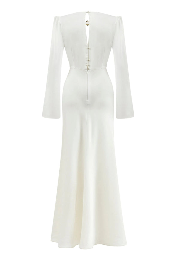 Cut-Out Detailed Maxi Dress-Dress-NOCTURNE-XS-Off-white-Urbanheer