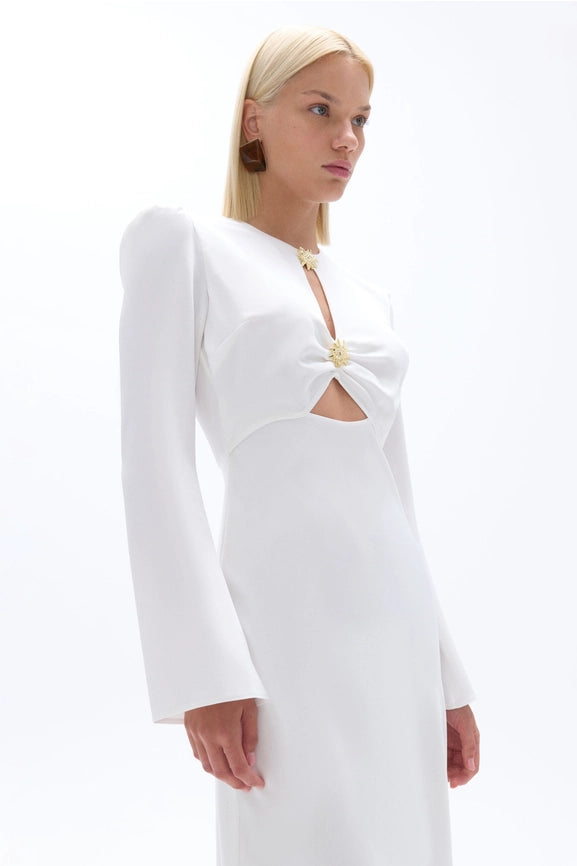 Cut-Out Detailed Maxi Dress-Dress-NOCTURNE-XS-Off-white-Urbanheer