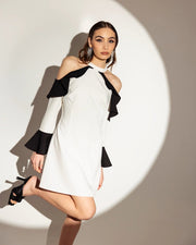 Cut Out Dress with Ruffles On the Shoulders-Dress-Miawhitemilano-M-Urbanheer