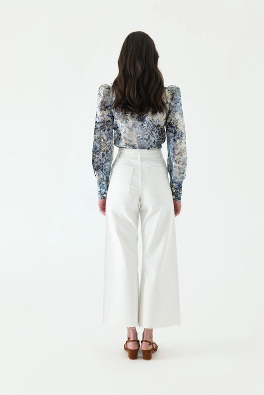 Cyrus Silk Puff Sleeve Blouse-Blouse-WE ARE KINDRED-AU 6 / US 2-ULTRAMARINE FLORAL-Urbanheer
