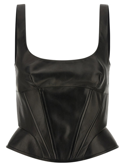 Ermanno Scervino Peplos Leather Top