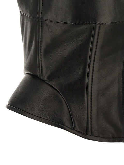 Ermanno Scervino Peplos Leather Top