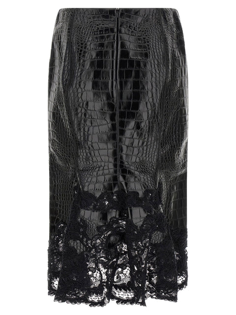 Ermanno Scervino Coconut Print Sheath Skirt With Lace