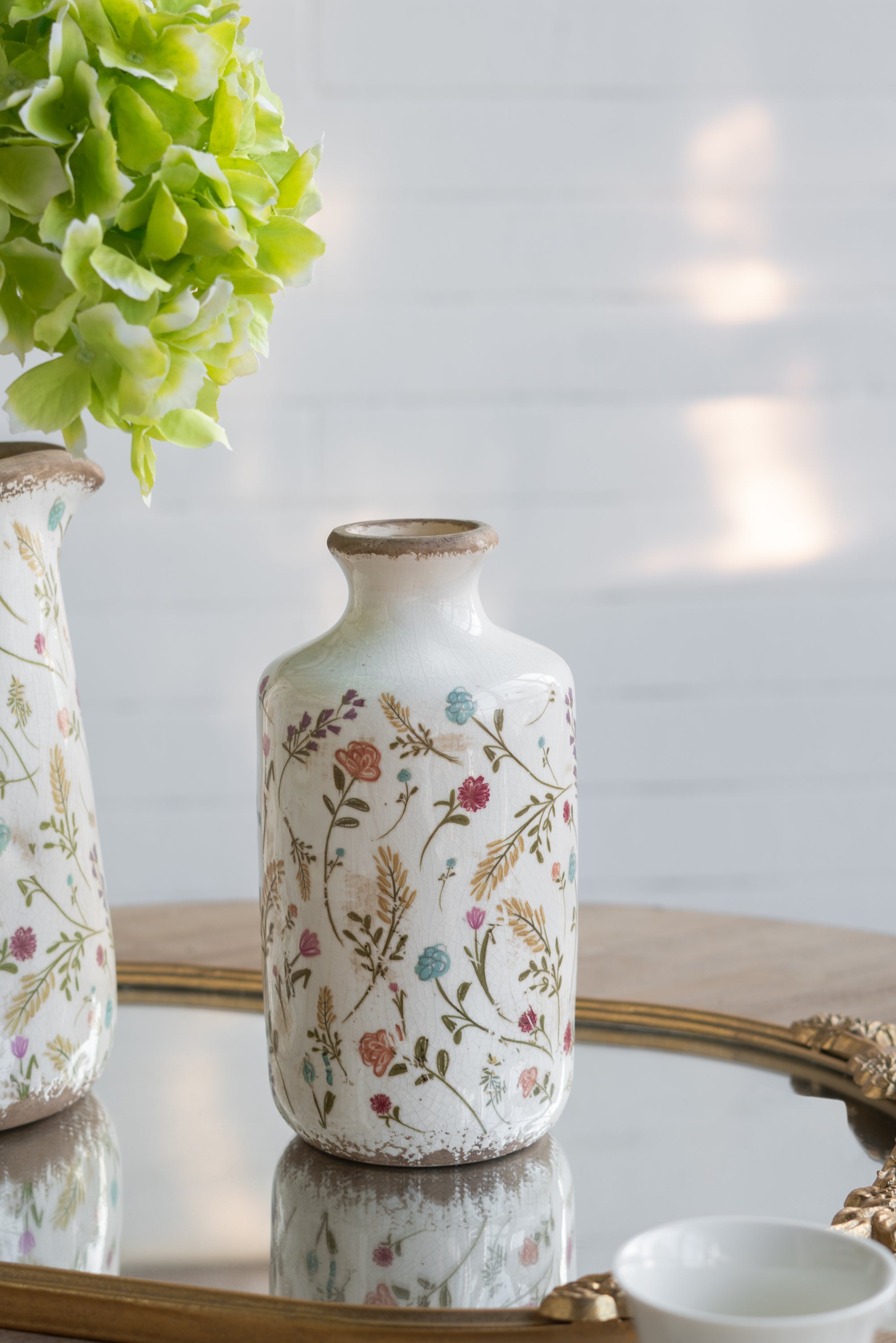 D4.3x8.3' Ceramic Cylinder Vase with Multi-Colored