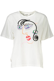 DESIGUAL WOMEN'S SHORT STUDIO SLEEVE T-SHIRT WHITE