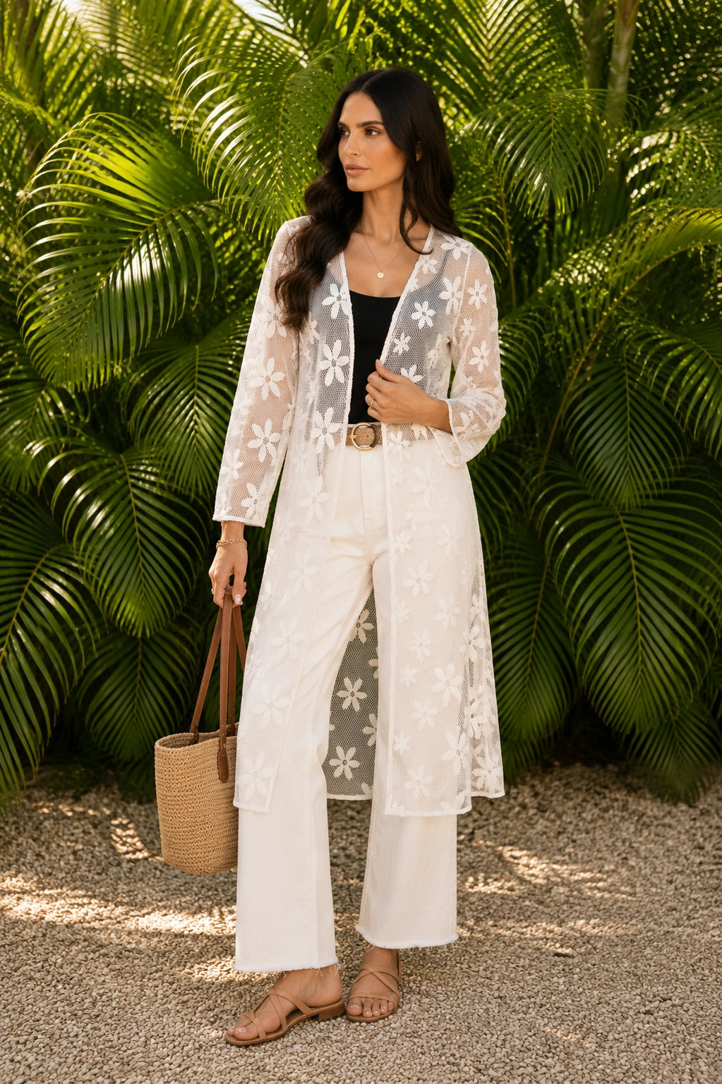 Daisy Lace Mesh Duster