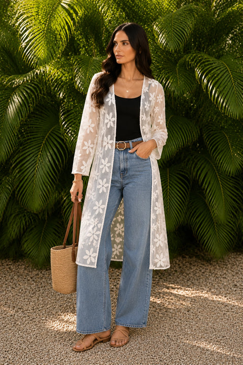 Daisy Lace Mesh Duster