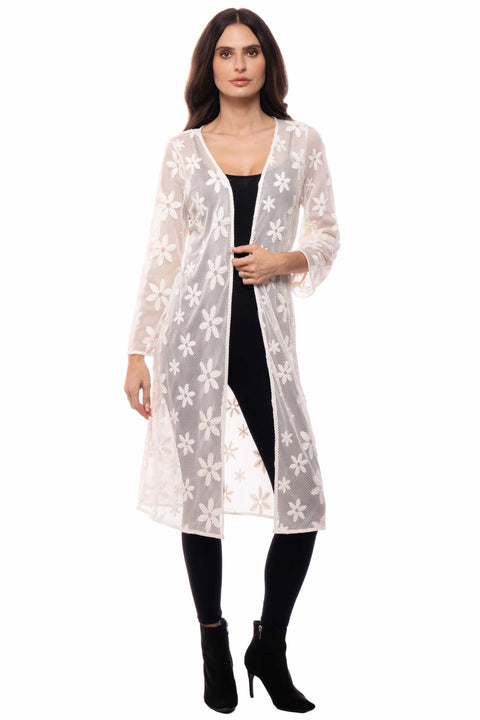 Daisy Lace Mesh Duster