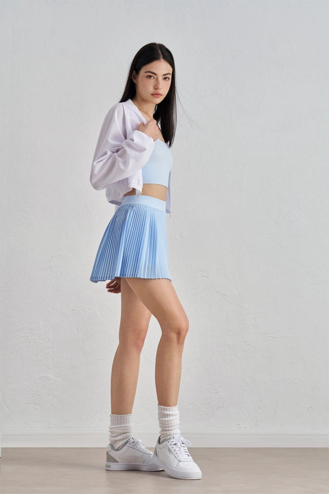 Daisy Lightweight Jacket & Pleated Skirt 2 Piece Set White | Echo Blue-Set-91thelabel-S-White | Echo Blue-Urbanheer